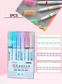 6 Sets Kurven und Kurven Design Filzstifte, Spitzenstifte, gewellte Blumen Textmarker, DIY Kontur Kurvenstifte, geeignet für Handbücher und Zeichnungen, Schüler Textmarker, Stifte für Kinder, Jugendliche und Erwachsene, Lehrer Marker, Lern-Utensilien für Grund- und weiterführende Schulen sowie Universitäten