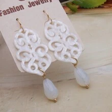 1 对波西米亚风亚克力镂空撞色水晶泪珠耳环，适合女士日常佩戴 - 幾何 - 查看 12