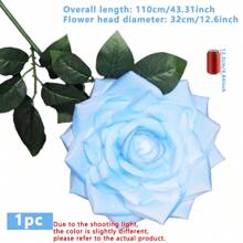 1pc Handcrafted 12.99" Diameter Giant Rose, 49.6" Length, Velvet Material Faux Rose Flower Bouquet, Wedding Decor, Photography Prop,Halloween Decor Home Decor Halloween Decor Fall Decor Room Decor