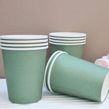 10/20/60pcs,Sage Green Paper Cups - 9oz Disposable Coffee Cups Paper Cups For Hot Drinks/Cold Cups - Disposable Cups 280 GSM Hot Tea Cups & Coffee Cup To Go - Paper Party Cups - Sage Green - View 12