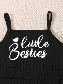 2pcs/Set Girls Casual Sleeveless Jumpsuit, Summer - Multicolor - View 3