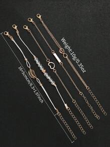 6pcs/Set Style Women's Leather Watch With Roman Numeral Dial, Quartz Watch + Bracelet (Watch Not Included) - White - View 5