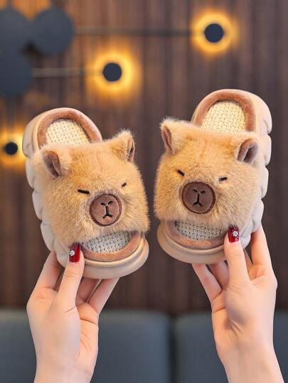 1 Pair Kids Boys Slippers, Non-Slip Indoor Home Toddler Linen House Slippers, Suitable For Spring & Autumn