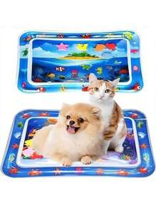Thickened Water Sensor Play Mat For Pets, 2024 New Sensory Water Play Mat For Cats, Cooling Mat For Cats, Water Sensor Mat For Cats Dogs Cool Comfort Inflatable Tummy Time Water Mat