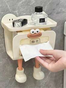 1pc Cute Cartoon Tissue Box, Bathroom Hanging Facial Tissue Dispenser, Modern Wet Wipes Paper Towel Storage Rack Home Bathroom Decor Bathroom Organizer Summer Back To School