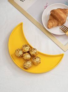1 pieza Plato de diseño de luna creciente de cerámica, estilo plato para caramelos, plato de postre, plato doméstico, plato para tartas, plato para frutas, soporte para aperitivos, vajilla adecuada para el hogar, mesa de comedor, cocina, sala de estar, Ramadán, Eid, boda, fiesta, té de la tarde