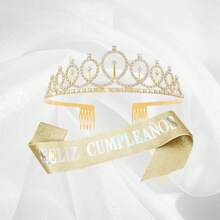 1 PC Verjaardagsfeest Verzameling Kroon Sjerp Set Prinses Foto Props Met Spaanse Happy Birthday
