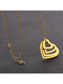 Personalized Stainless Steel Engraved 1-4 Pcs Name Necklace Custom Name Multilayer Heart Pendant Necklace Charm Women's Name Plate Jewelry Holiday Ornament Gifts For Girlfriend,Valentine's Day Gifts Birthday Gifts Mother's Day Gifts
