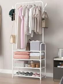 1pc Portable Closet Organizer, 23.62 Inch Wide, Multi-Functional With Clothes Rail, Hat Rack, Shoe Rack, Storage Shelves, For Living Room, Bedroom, Study, Office, Great Holiday & Christmas Gift
