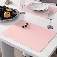 Nordic Simple & Elegant Solid Color PU Dining Table Mat, Luxury Waterproof & Heat-Resistant Placemat, Bowl Pad & Coaster - Multicolor - View 2