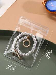 20 个 PVC 透明可重复密封珠宝袋，带拉链，防氧化，防止失去光泽，用于存放耳环、项链、珠宝、小礼物、配饰派对礼品袋 - 無色 - 查看 6