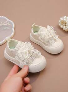 Girls' Soft Bottom Breathable Running Shoes, Bowknot Princess Shoes, Spring/Autumn New Kids Sneakers