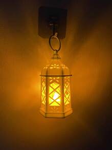 1pc Retro Mini Handheld Decorative Lantern Light With Battery, Indoor Home Decor Lamp, Tabletop Decor, Bedroom Decor, Wall Hanging Night Light, Suitable For Wedding Party Decor, Holiday Lantern Decor - White - View 10