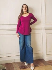 Wear It With Women's Clothing Underneath. Fashionable Round V-Neck Top