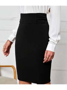Falda Negra De Lapiz - Negro - Ver 3