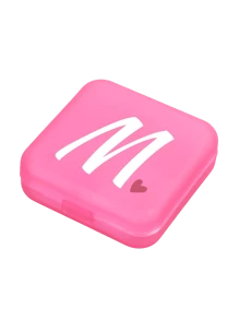 1pc Pink Love White Letter A-Z Pattern Cute And Portable Pill Box, Travel Pill Box, Large Pill Storage Device 4 Times A Day, Large Vitamin Daily Medication Storage Device, Large Pill Container, Medication Dispenser (Pink) - Perfect For Organizing Medication Anytime, Anywhere