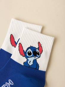 Disney 5 pares de calcetines tipo tubo unisex con diseños de anime Lilo y Stitch, calcetines de la película de dibujos animados con patrones de dibujos animados lindos, aptos para uso diario