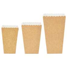 12个装纯棕色牛皮纸爆米花盒杯容器，生日电影派对回礼小零食杯，婚礼宾客零食礼盒