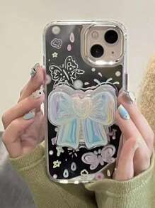 1 pieza Soporte colorido de cojín de aire con diseño de mariposa, soporte de escritorio ajustable y único para teléfono, diseño plegable, adecuado para niñas