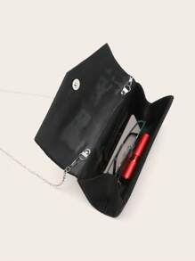 4 件装女式水钻晚装手拿包水钻耳夹新娘婚礼颈链手链吊饰闪亮闪光钱包手拿包女士晚装包闪亮手提包带可拆卸链条适合婚礼和派对女士单肩包闪光 V 型翻盖手提包鸡尾酒会婚礼新款钱包宴会包 - 黑色 - 查看 11