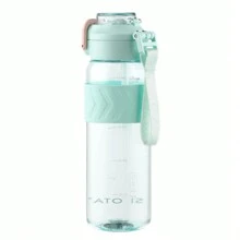 SHOTAY 1L/33.81oz Tritan 塑料水瓶，大容量透明运动水瓶，带手柄，防漏吸管，健身房健身水瓶，户外便携式摇杯，旅行水瓶，一键开关塑料水杯，安全锁杯盖，防滑杯套，耐热塑料水瓶 - 薄荷綠 - 查看 2