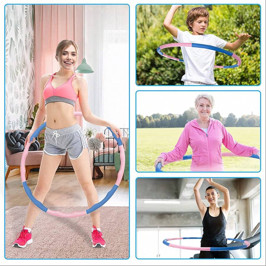 Soft Foam Weighted Hula Hoop, Detachable & Collapsible: Perfect For Fitness & Abs Exercise - Grayish Yellow - View 1