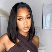 直短发带式鲍勃假发真人发 180% 密度全机织假发 女士雷米短鲍勃巴西真人发假发