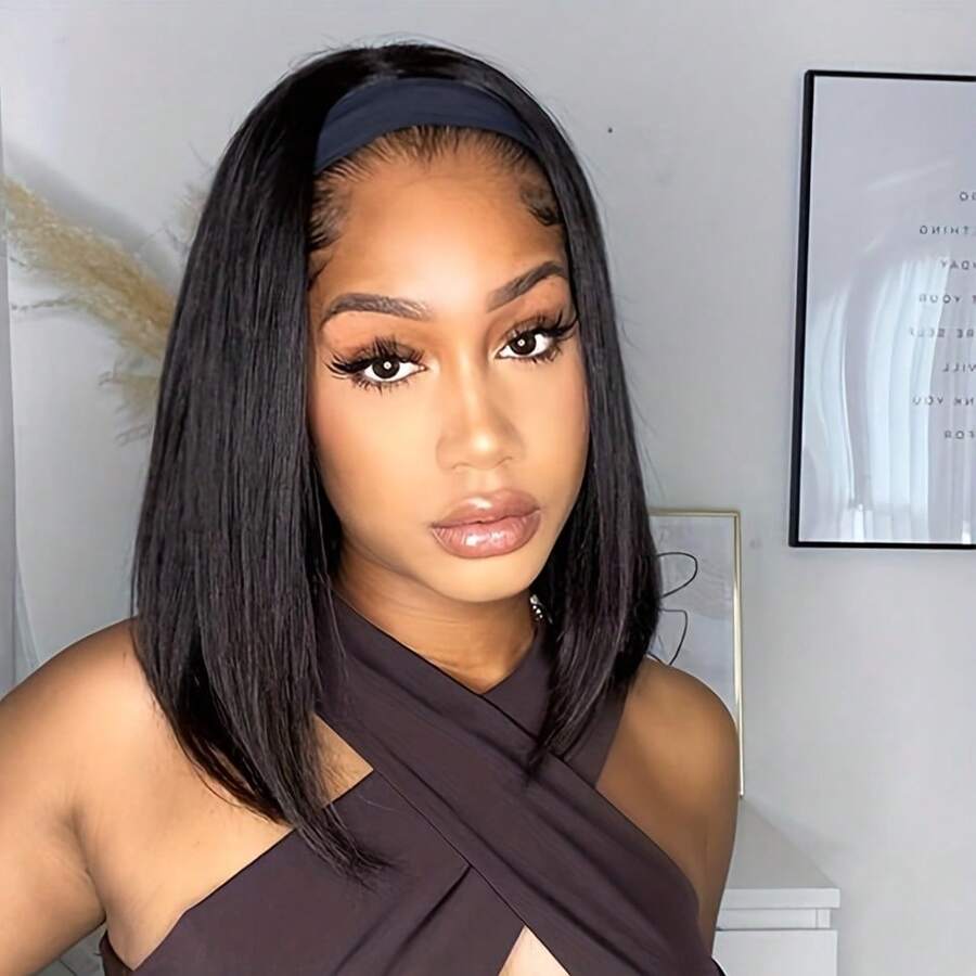 直短发带式鲍勃假发真人发 180% 密度全机织假发 女士雷米短鲍勃巴西真人发假发