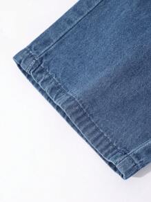 女宝宝新款刺绣字母日常休闲牛仔裤 - 藍色 - 查看 10