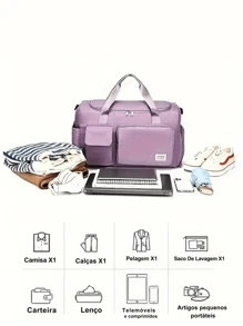 Bolsa Mala Academia Viagem Transversal Casual - Azul Marinho - Visão 6