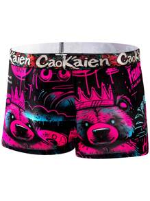 5pcs/Pack Men's Graffiti Pattern Comfortable Breathable Short Briefs Underwear