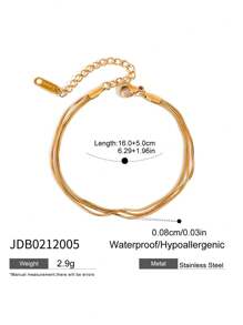 Uworld 1 pièce Bracelet de base multicouche en acier inoxydable plaqué or 18 carats à motif d'os de serpent, simple et à la mode. Convient pour un port quotidien, le travail, l'école, les fêtes, les vacances, les festivals, etc.