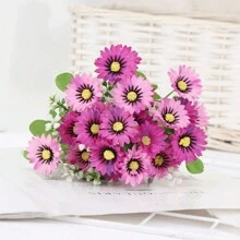 2件装6枝24朵仿真雏菊荷兰菊仿真花束家居装饰花束婚礼装饰花束新娘手捧花餐厅桌面仿真花束摆件花瓶插花DIY花束摄影道具假花束 - 彩色 - 查看 9