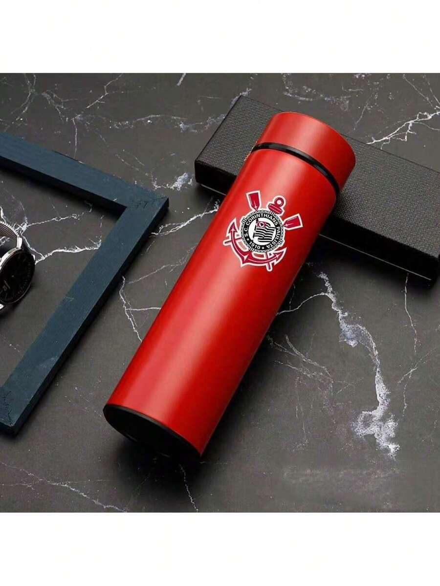 Personalized Football Team Bottle With Led Digital Temperature Meter 500ml - Red Corinthians - View 1