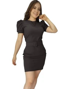 Kass Urban Elegant Casual Short Party Dress With Belt