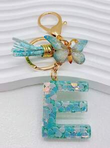 1 pieza Llavero de resina con letra inicial, llavero de coche para ella, dije para bolso y monedero, colorido y lindo, etiqueta con alfabeto como regalo para niñas, recuerdo, accesorios de coche, dije para bolso, accesorios escolares, gótico, Y2K, cordones de identificación con soporte