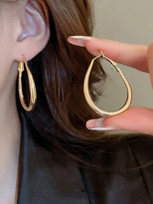 1 Miếng Châu Âu và Châu Mỹ Phong cách Đúng mốt Hình học Hình bầu dục Hình dạng Vòng bít tai , Vòng khuyên tai , Bông tai stud - Vàng - Xem 3