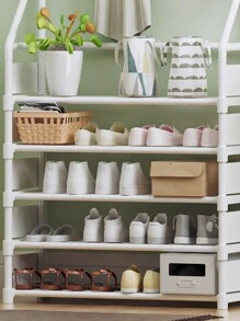 Portant vêtements ajustable du sol au plafond, style minimaliste moderne. Convient pour le salon, la chambre, la maison de location. Organisateur pour vêtements, sacs et chaussures