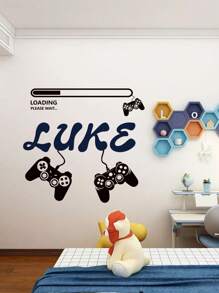 1pc Black Gamepad Cartoon Wall Sticker, Customizable Text Wall Decal, Create Your Own Personalized Space In Bedroom, Living Room, Study, Gaming Room, PVC Removable,Multi-Functional,Adjustable,Durable,Ornamental,Reusable,Exquisite,Adorable,High-Quality,Modern,Colorful,Cute,Comfortable,Stylish,Custom,Personalized,Unique,Ideal Gifts For Him,Ideal Gifts For Her,Boyfriend,Girlfriend,Dad,Mom,Family,Friends,Son,Daughter,Office,Tea Room,School,Home,Home Refresh - Black - View 8