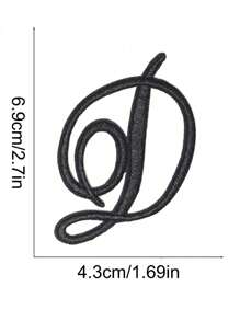 2pcs Black English Letter Embroidered Iron-On Patches, For Clothing, Backpacks, Pen Bags, Name Marking - Black - View 30