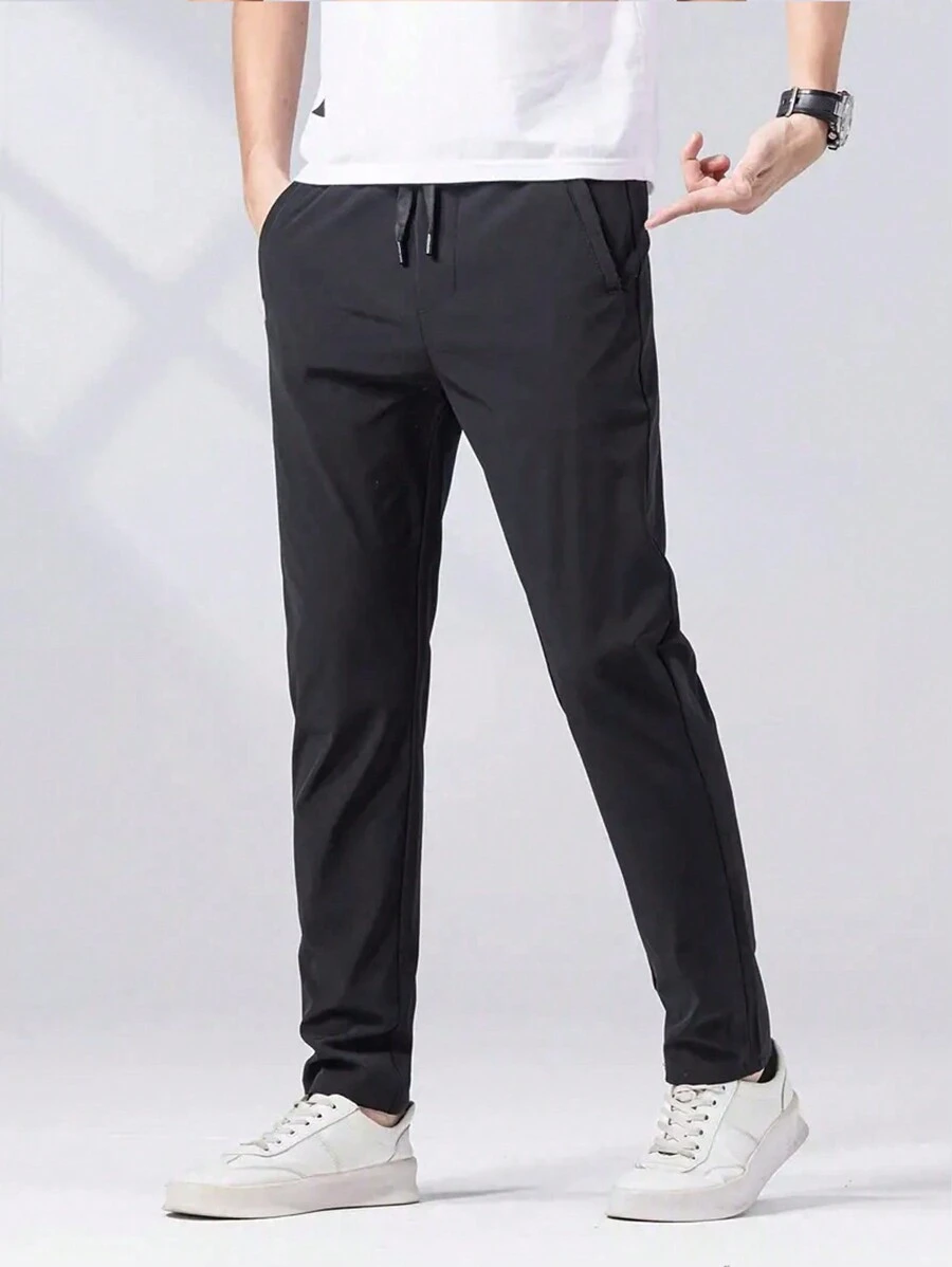Casual Outdoor Men's Trousers, Suitable For Spring And Autumn Seasons, Classic Black Casual Pants