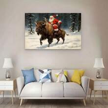 Framed Christmas Reindeer Canvas Wall Art Christmas Mural Wall Decor Christmas Reindeer Wall Art Christmas Reindeer Picture Art Poster Vintage Winter Holiday Poster Painting Christmas Gift Holiday Wall Decor