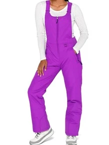 Women And Mens Snow Bibs Sleeveless Adjustable Overalls Pants Ski Bibs Pants For Women Men Winter Waterproof Snowboarding Pants Snow Pants Adjustable Shoulder Strap Jumpsuit Insulated Warm Pants Side Pocket Long One-Piece Clothes Winter - 紫色 - 查看 2