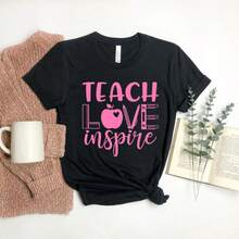Inspirational Teacher Shirts, Teach Love Inspire Shirt, Back To School Shirt, First Grade Teacher Shirts, Teacher Appreciation Shirt - Black - View 1