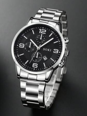 שעון יד לגברים אחד, עסקים, ספורט, שעון קוורץ עם לוח שנה קז'ואל, מתאים ללבוש יומיומי, מתנת יום הולדת, מסיבה, מפגש חגיגי, מתנה אידיאלית לעצמך או לחברים. אין קופסת אריזה כלולה.