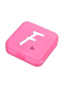 1pc Pink Love White Letter A-Z Pattern Cute And Portable Pill Box, Travel Pill Box, Large Pill Storage Device 4 Times A Day, Large Vitamin Daily Medication Storage Device, Large Pill Container, Medication Dispenser (Pink) - Perfect For Organizing Medication Anytime, Anywhere