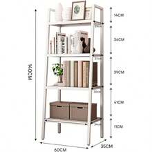 Librero Organizador Minimalista Acero al Carbono de 4 Niveles, Estante Organizador Multiusos con Baldas de Malla, Estantería de Libros Ideal para el Hogar, Oficina, Dormitorio (Blanco) - Blanco - Ver 8