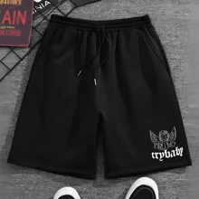 Men's Shorts Cotton Polyester Print Cry Baby Angel Gringa Fashion - 黑色 - 查看 1