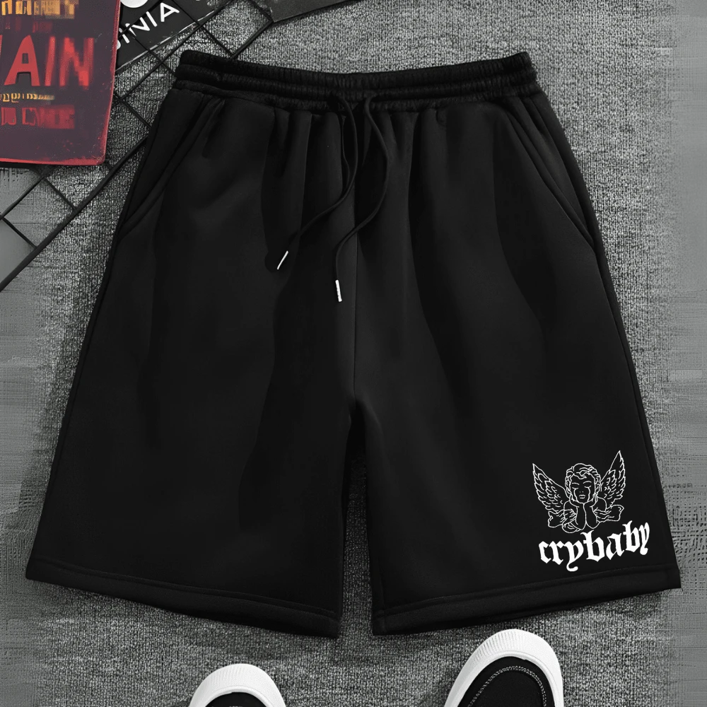 Men's Shorts Cotton Polyester Print Cry Baby Angel Gringa Fashion - 黑色 - 查看 1
