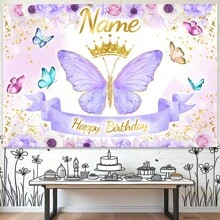 (Customized) Personalized Name, Elegant Butterfly Decorated Background, Polyester Material, Suitable For Wedding Anniversary, Birthday Party, First Photography Background, Ornamental,Reusable,Multi-Functional,Stylish,Exquisite,High-Quality,Colorful,Cartoon,Cute,Custom,Personalized,Unique,Ideal Gifts For Him,Ideal Gifts For Her,Her,Boyfriend,Girlfriend,Dad,Mom,Family,Friends,Son,Daughter,School Students,Workers,Kids,Office,Tea Room,School,Home